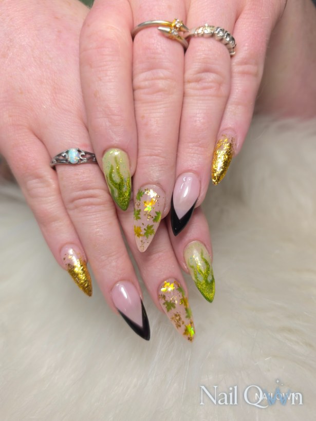 Gel-x, handpainted designs, chrome
