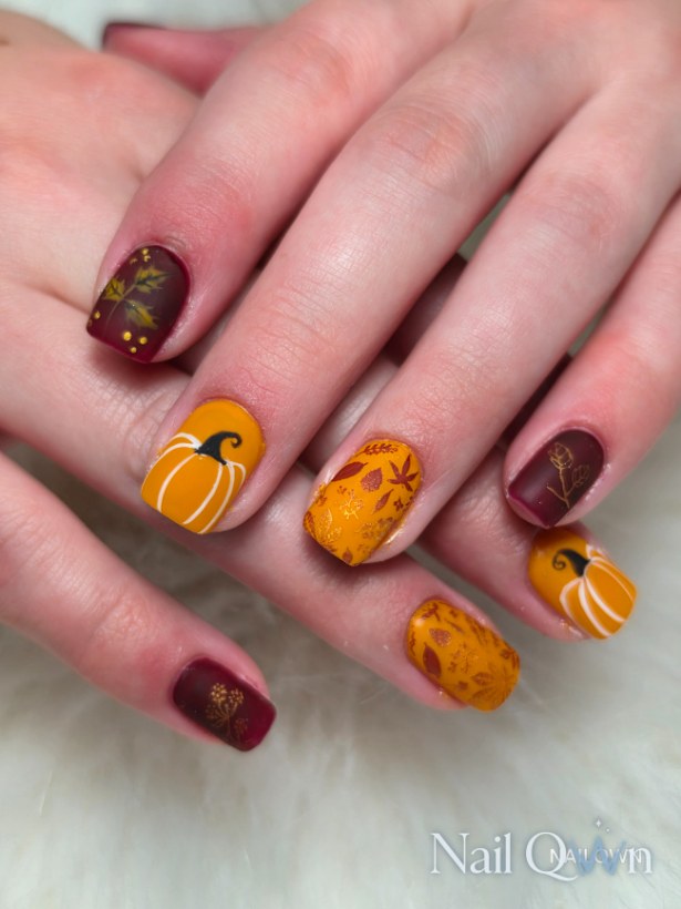 fall nails, Handpainted art, ombre nails