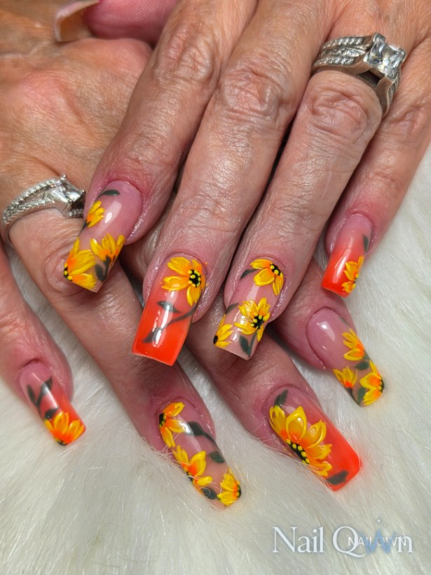 fall nails, Handpainted art, ombre nails